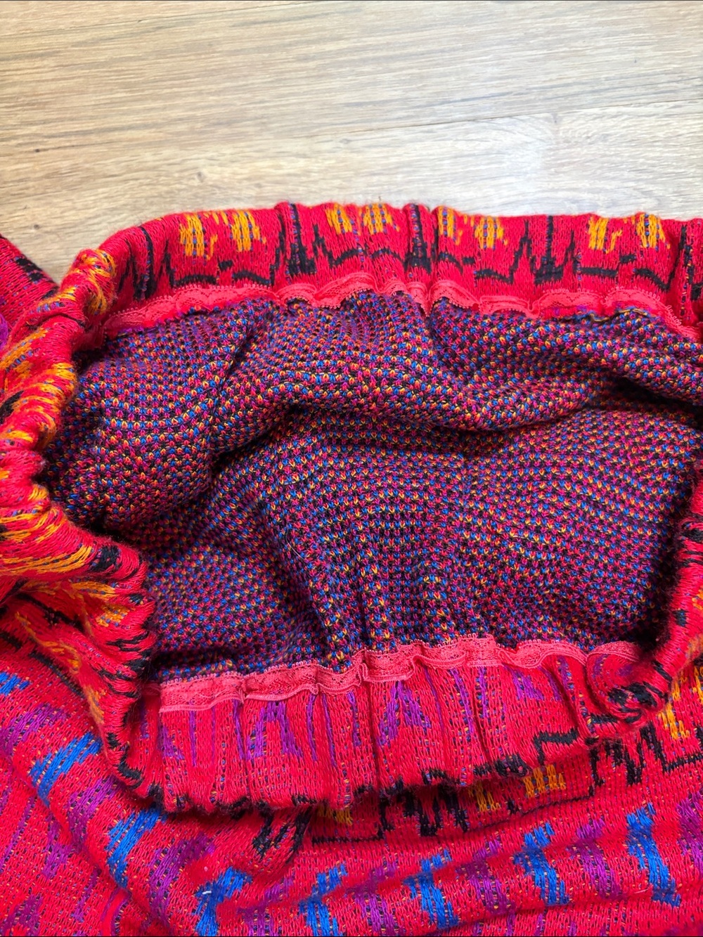 Vibrant Red Patterned Knit Maxi Skirt - Picture 13 of 13